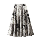 Shanshui Painting Half Skirt Women's Spring New Print Chiffon Dress Skirt High Waist Umbrella Skirt 6612