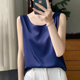 Silk Satin 2026 Spring And Summer New Women's Jacket Short Top Sleeveless Vest Necker Sling Sling Inside