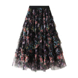 Pin Up With Color Flower Mesh Dress Dress Girl 2025 Spring French Court Style Temperament Cake Skirt 8077