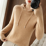 Wool Blended 2026 Autumn And Winter New Women's Loose Hoodie Hoodie Solid Color Short-Case Sweater Knitted Hoodie