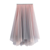 Spring And Summer New Irregular High-Waisted Mesh Yarn Long Skirts With Asymmetric Skirts Showing Thin 8797