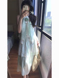 Summer French New Sweet Windless Sleeveless Neck Dress Temperament Thin Lace Splicing Flower Dress Dress Dress Dress Dress Woman