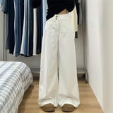 White Broad-Legged Jeans Women's Autumn And Winter New Large Size Fat Mm High Waist Thin Loose Pear-Shaped Body Drag Pants