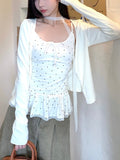 Sweet Style Long-Sleeved Shirt Coat Women's New Autumn With Wave Dot Lace Side Sling Two Sets Of Tops