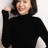 Cashmere 2026 Autumn And Winter New Lady Body Repair Semi-High-Necked Solid-Color Short-Case Knitted Sweater