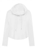 Irregular T-Shirt Hooded Bottoming Women's Early Autumn New Fat Mm Pure Lust Wind To Show Thin Sleeve Tops In Tide