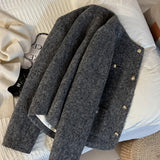 2025 New Gray Temperament French Short Coat Fragrant Short Coat Winter Warm Inside Top