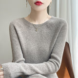 A Line Of Ready-On-Coat Wool Blended 2026 Autumn And Winter New Women's Short Loose Round Collar Solid Color With The Bottom Knitting Shirt
