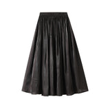 New High-Rise Thin Large Pendulum Pure Color In The Wind Small Fresh Folds Long Skirt Woman 2008