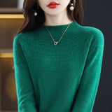 First-Line Ready-To-Wear Seamless Pure Wool 2026 Autumn And Winter New Women's Half-High Collar Hollow Short Bottom Knitted Sweater