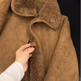 Fusin Velvet Fur Collar Lamb Fur Coat Women Winter 2026 New Small Plus Velvet Thick Coat