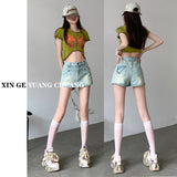 Light-Colored High-Waisted A-Word Cowboy Half-Dressed Girl Summer New Small Babes Shorts And Ass Skirts