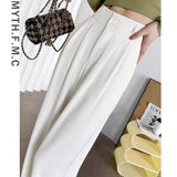 High-End Sense Suit Pants Women 2025 New High-Waisted Narrow Version Of Straight Broad Leg Pants Fall Summer Thin