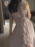 High-End Feeling Sleeveless V-Neck Hanging Neck Dress Gentle Temperament Wood Ear Side By-Back Seaside Beach Dress Super Fairy