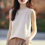 Wool Blended 2026 Autumn And Winter New Women's Round-Collar Hot Diamond Body Short Sleeveless Knitted Vest Vest Shirt