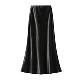 Temperament Pressure Folded Bare-Faced Fishtail Half-Dress Girl Spring Hanging Thin Bag-Butbice Long Dress 9836