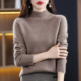 Line Ready-Wear 100% Pure Wool 2026 Autumn And Winter New Women's Half-High Collar Short- Jacket Loose Knit Sweater
