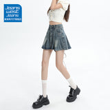 Vintage Blue Cowboy 100-Fold Short Skirt Girl Spring Summer Trend Set New Hot Girl Anti-Walking A Word Half-Body Skirt