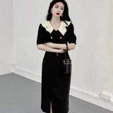 French Large-Size Fat Mm New Summer Repair Hemp Wind Small Black Dress High-Sensing Super Fairy Temperament Dress