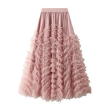 Design Sense High-End Mesh Yarn Heavy Industry Super Large Swing Dress Thin Croake Gorgeous Cake Skirt 1380