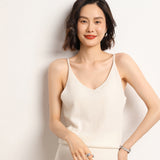 Cashmere 2026 Autumn And Winter Women's New Short-Term Body V-Neck Solid Color Hooded Bottom Sweater Knitted Sling Vest