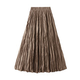 Light Luxury Light Pressure Folded Skirt Women's Spring And Autumn New Station Big Swing Thin Folded A Skirt 0323