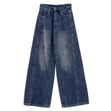 Vintage Tudgy Jeans Women's Spring Summer Design Sense Loose Thin Tug Broad-Legged Slebage Pants