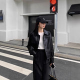 Black Short PU Small Leather Coat Women 2025 Spring And Autumn New Korean Version Of The Fashion Retro Curry Jacket Top