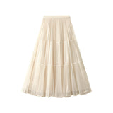 Two Sides Wearing Bright Silk Mesh Dress Dress Dress New Hundred Folded Skirt Half-Dress Dress High Waist Hanging Pendant Dress 3616
