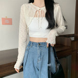 Solid Color Shoulder With Ice Silk Sunscreen Cardigan Women's Spring And Summer Thin Coat Short Outer Small Shawl Hoodie