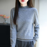 Line Ready-Upled Wool Blending 2026 Autumn And Winter New Women's Short Dress Half High-Neck Solid Color Bottom Top Knitting Shirt