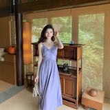 Dopamine Beauty Purple Sling Dress Women Summer 520 Dating Islandside Vacation Waist Beach Skirt