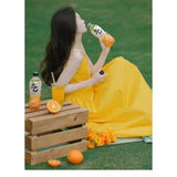 Dopamine Yellow Sleeveless Dress Woman 2026 Summer French Seaside Holiday Super Fairy Beach Skirt