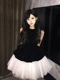Sweet Ballet Style Dress Velvet Spliced Ponum Princess Dress Girl Summer Waist Thin Sleeveless Vest Dress