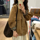 Maillard Vintage Deer Velvet Collar Jacket Women's Spring And Autumn Leisure Small Short Coat