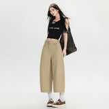 Vintage Loose Broad Legs Hanging Seven-Point Pants 2025 Spring And Summer New Thin Straight Jeans Women