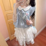 Summer New Two-Piece Suit Small Sweet College Style Splicing Top Cake Half-Dress Woman