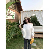 Lazy White With Long-Sleeved T-Shirts For Spring Bat Sleeves Casual Sunscreen Shirts For T-Shirts