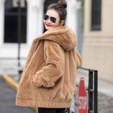 Flannel 2025 New Gentle Version Of Korean Version Thick Hooded Coat Women's Winter New Loose Plush Long Sleeves