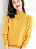 Wool Blended 206 Autumn And Winter New Short Lady Korean Version Of High-Necked Loose Solid Color Knitted Bottom Sweater