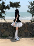 Rich Family Temperament Princess Phony Dress Girl Spring And Autumn 2025 New Velvet Mesh Sleeveless Skirt