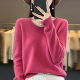 First-Line Ready-Sheed Seamless 100% Pure Wool 2026 Autumn And Winter New Short V-Neck Knitted Bottom Sweater