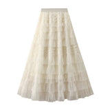 Spring And Summer New High-Rise Thin A-Layer Mesh Cake Skirt Long Skirt Fairy Dress 8075