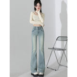 High-Waisted Micro-Horn Jeans Women 2025 Autumn And Winter Light Blue Elastic Display Skinny Small Horn Pants