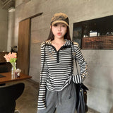 Small Design Sweet Hottie Striped Hooded Long-Sleeved T-Shirt Girl Autumn Classic Repair Bottom Shirt Top
