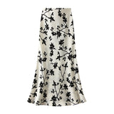Vintage Hong Kong Style Half-Dress Dress 2025 Summer New Printing High-Waisted Thin Temperament Long Dress 9939
