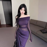 Lightly Familiar With The Style Of The Lady Style Shoulder Dress Women 2026 Early Spring New Hollow Waist-To-Sting Skirt Dress