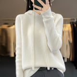 Line Ready-Wear 100% Pure Wool 2026 Autumn And Winter New Women's Short-Colored Hoodie T-Shirt Jersey Sweater