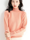 Wool Blended 206 Autumn And Winter New Short Lady Korean Version Of High-Necked Loose Solid Color Knitted Bottom Sweater