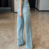 Light Blue Non-Legged Micro-Tear Jeans Women's Summer Thin 2025 New Loose Thin-Skinny High-Rise Flared Trousers